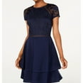 thumbnail image 1 of City Studio Womens Lace Cut-Out Tiered Ruffled Fit & Flare Dress, Blue, Juniors, 11, 1 of 1