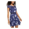 thumbnail image 1 of City Studio Womens Lace Floral Mini Dress, Blue, Juniors, 9, 1 of 4