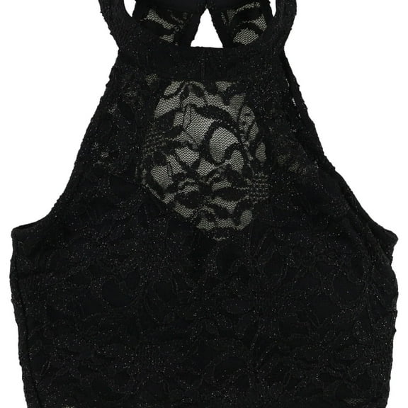 City Studio Womens Lace Halter Top Shirt, Black, 3