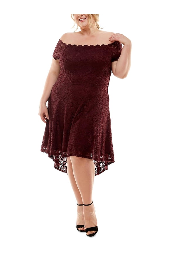 Womens Plus Floral Lace Cocktail and Party Dress