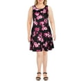thumbnail image 1 of City Studio Womens Plus Floral Sleeveless Skater Dress Black 18W, 1 of 3