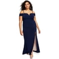 thumbnail image 1 of City Studio Womens Plus Off-The-Shoulder V-Neck Evening Dress, 1 of 3