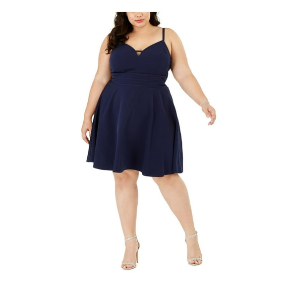 City Studio Womens Plus Sweetheart Neckline Tummy Slimming Party Dress Navy 22W