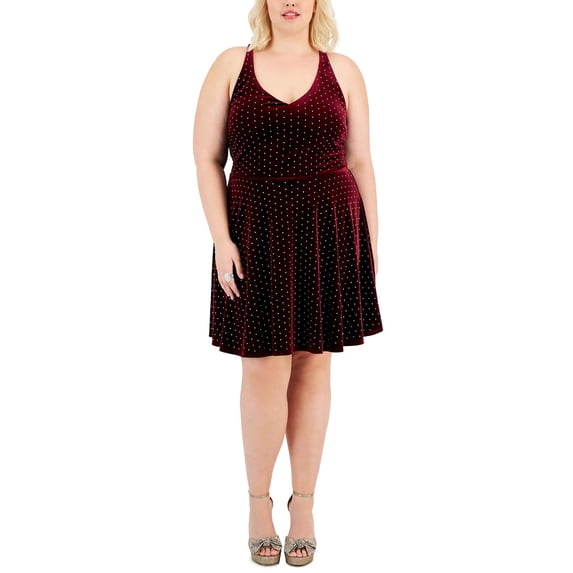 City Studio Womens Plus Velvet Knee Length Cocktail And Party Dress