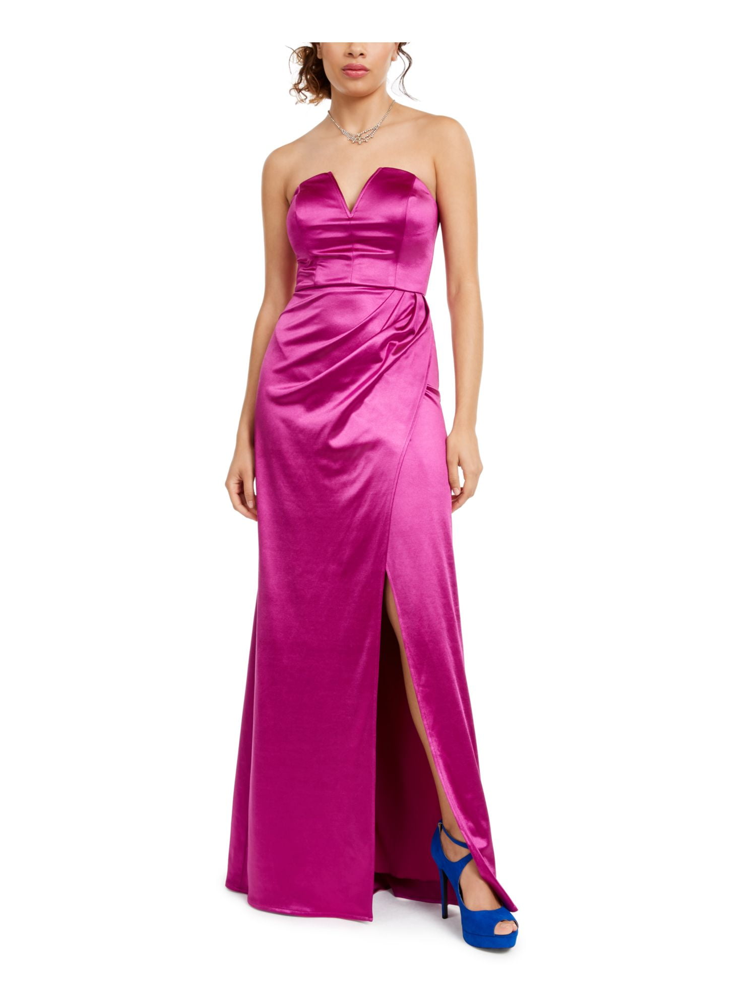 bodybuilder formal dress City Studios Juniors' Glittered Ruched One-Shoulder Gown MSRP $79 –  DGFOutlet main image 0