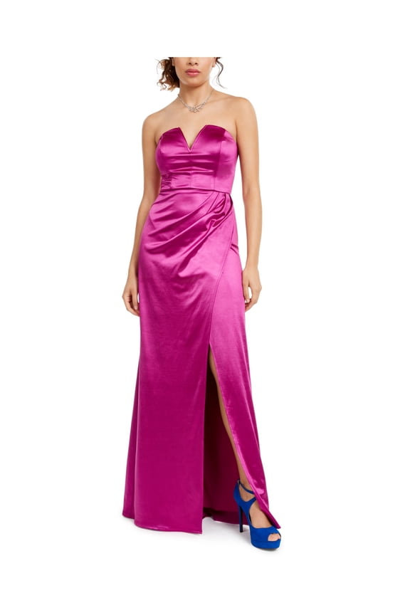Womens Side Slit Maxi Evening Dress Purple 13