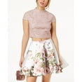thumbnail image 1 of City Studios Juniors 2 Pc. Lace Floral Print Dress Mauve Floral 5, 1 of 1