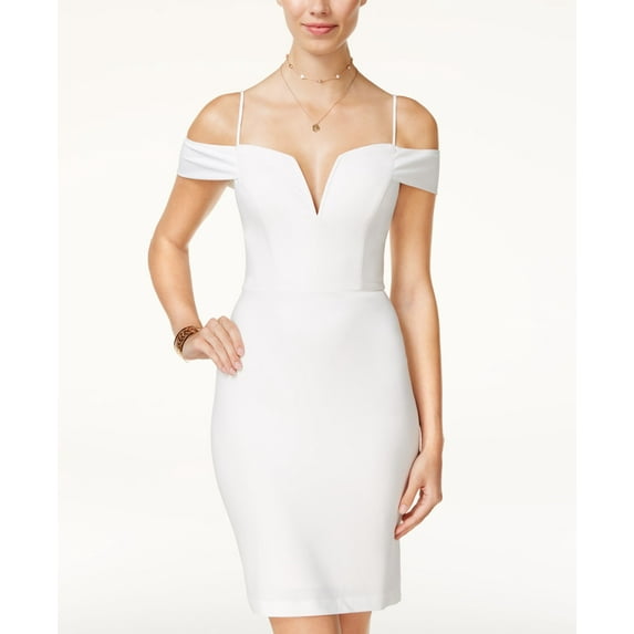 City Studios Juniors' Cold-Shoulder Bodycon Dress (Ivory, 7)