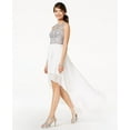 thumbnail image 1 of City Studios Juniors Embroidered Embellished High Low Dress White Silver 1, 1 of 1