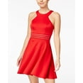 thumbnail image 1 of City Studios Juniors Illusion Waist Scuba Fit Flare Dress New Red 7, 1 of 1