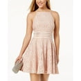 thumbnail image 1 of City Studios Juniors Lace Illusion Fit Flare Dress Blush 11, 1 of 1