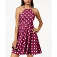 thumbnail image 1 of City Studios Juniors Polka Dot Fit Flare Dress Pink Cream 15, 1 of 1