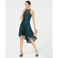 thumbnail image 1 of City Studios Juniors Sequined Lace High Low Dress Emerald 3, 1 of 1
