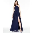 thumbnail image 1 of City Studios Juniors' Side-Slit Gown (13, Navy), 1 of 2
