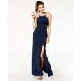 thumbnail image 1 of City Studios Juniors Side Slit Illusion Column Gown Navy 13, 1 of 1