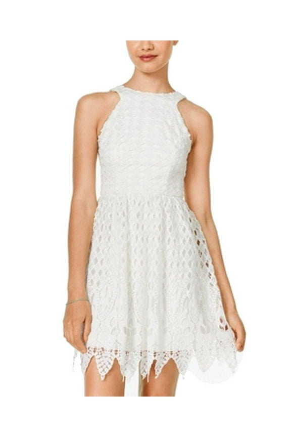 s Juniors Sleeveless Lace Womens Dress, White
