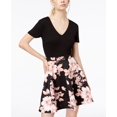 thumbnail image 1 of City Studios Juniors Solid Floral Print Dress Black/Mauve 9, 1 of 1