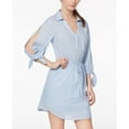 thumbnail image 1 of City Studios Juniors Split Sleeve Drawstring Shirtdress Chambray XS, 1 of 1