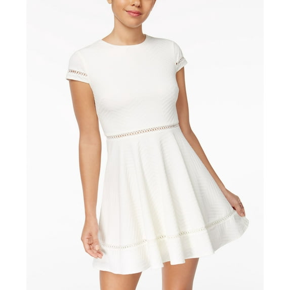 City Studios Juniors Textured Fit Flare Dress White 9