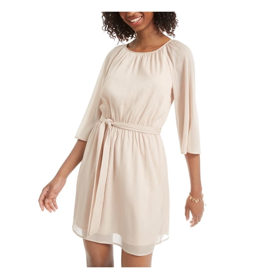 City Studios Juniors' Tie-Waist Metallic Dress Gold Size Medium
