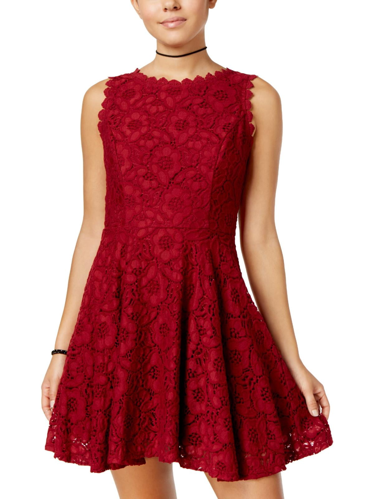City Studios Womens Juniors Lace Overlay Mini Fit & Flare Dress -  Walmart.com