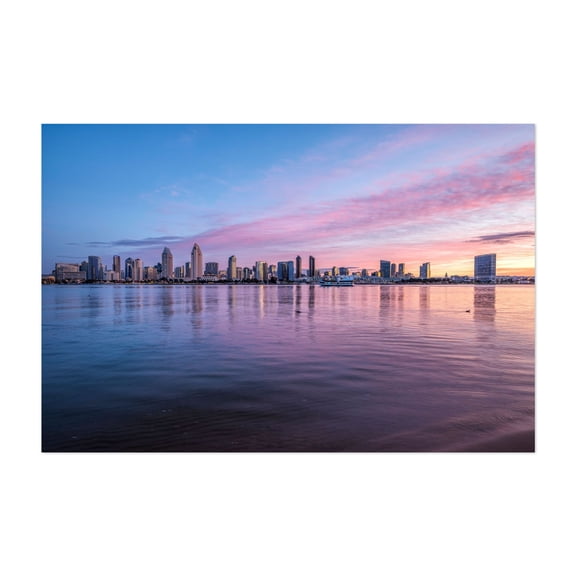 City Sunrise Serenity - Coronado California Photography Skyline Sunset City Harbor Architecture Landscape Unframed Wall Art Print 4 x 6 inches