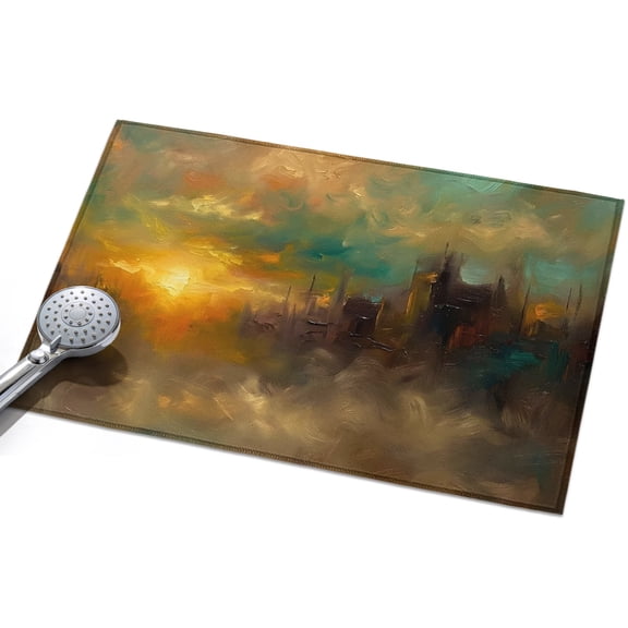 City Sunset Landscape Washable Area Rug 2 x 3 ft Gradient Clouds Modern, Soft Non Slip Rugs Stain Repellent Indoor Felt Carpet for Living Dining Room Bedroom Home Office