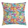 thumbnail image 1 of City Throw Pillow Cushion Cover, Colorful Town Design Ornamental Winter Holiday Christmas Time Architecture Pattern, Decorative Square Accent Pillow Case, 20 X 20 Inches, Multicolor, by Ambesonne, 1 of 2