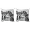 thumbnail image 1 of City Throw Pillow Cushion Cover Pack of 2, Antique Engraved Illustration of Chenonceau Castle in France Vintage Image, Zippered Double-Side Digital Print, 4 Sizes, Charcoal Grey White, by Ambesonne, 1 of 2