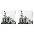 thumbnail image 1 of Ambesonne City Throw Pillow Cover 2 Pack, Hong Kong Building Sketch Art, 18", Charcoal Grey White, 1 of 2