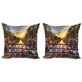 thumbnail image 1 of Ambesonne City Throw Pillow Cover 2 Pack, Holland Urban Bikes and Canal, 16", Multicolor, 1 of 6