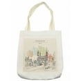 thumbnail image 1 of City Tote Bag, Hyderabad Famous Place Charminar Vintage Hand Drawing, Cloth Linen Reusable Bag for Shopping Books Beach and More, 16.5" X 14", Cream, by Ambesonne, 1 of 2