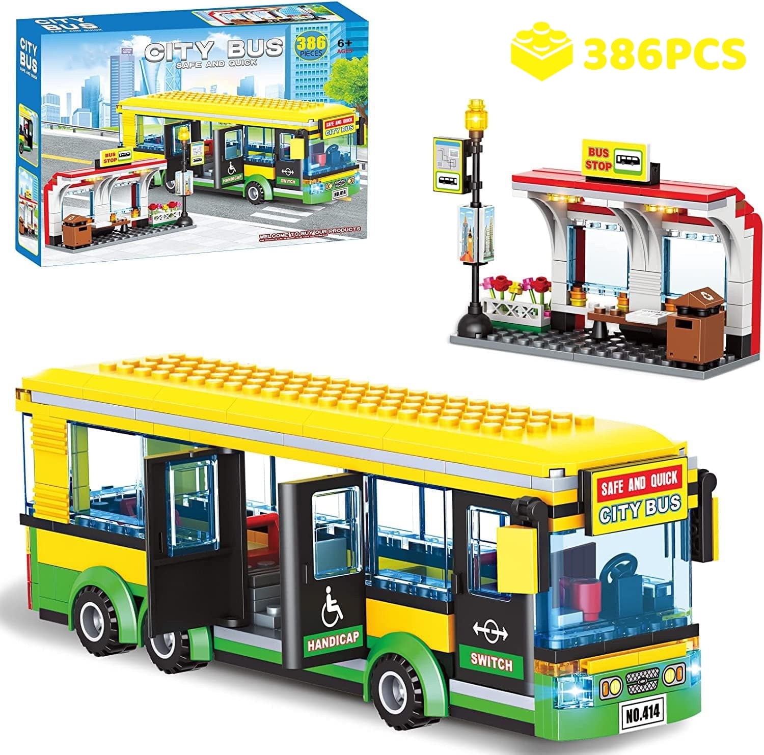City Town Center Bus Station Bricks Construction Set, Building Blocks ...