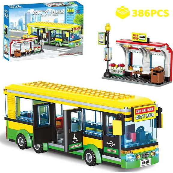 EXERCISE N PLAY City Town Center Bus Station Building Kit, 386 Pieces