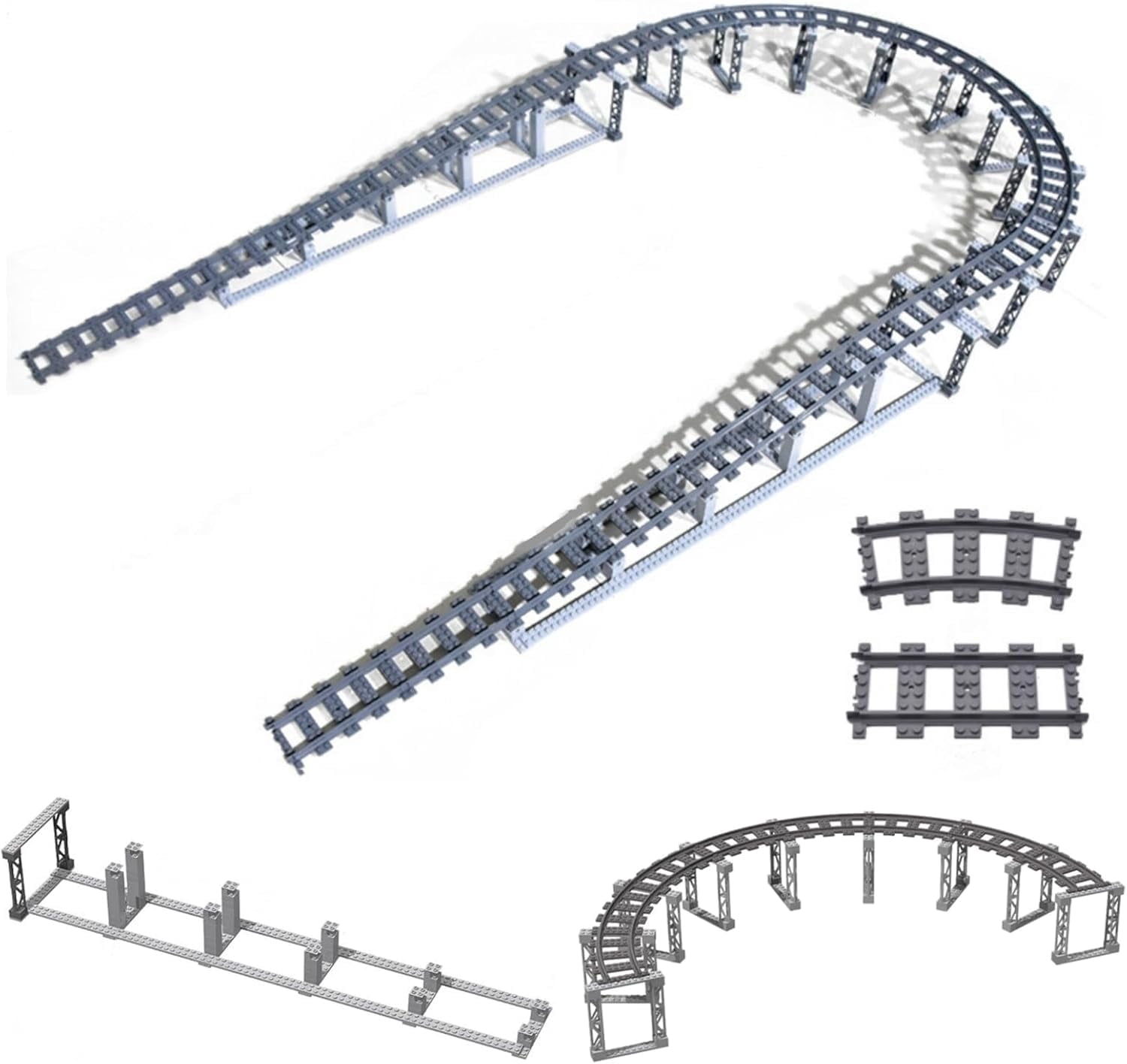 Track Fall Blocks City Train Tracks Building Block Set, 212 Pcs Flexible Rails Train ...