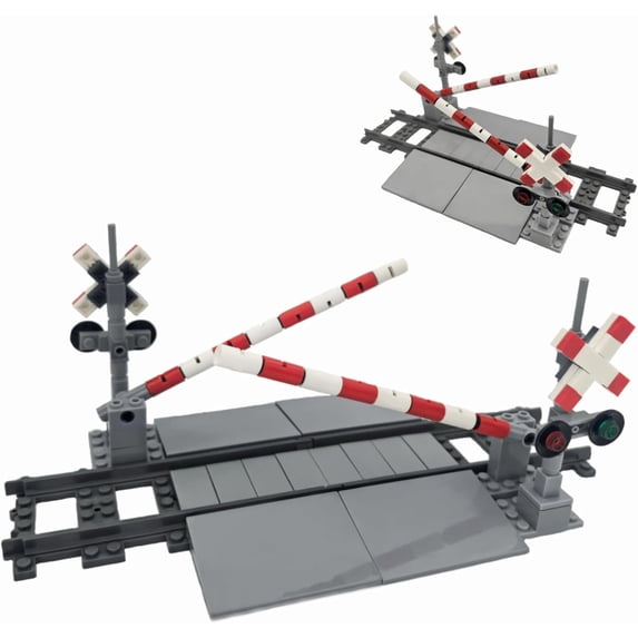 City Train Tracks Building Block Set, Train Track with Traffic Light ...