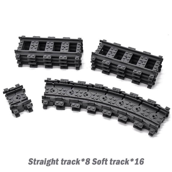City Trains Flexible Tracks Forked Straight Curved Soft Rails Track Switch Building Block Bricks Kids DIY High-tech Creative Toy