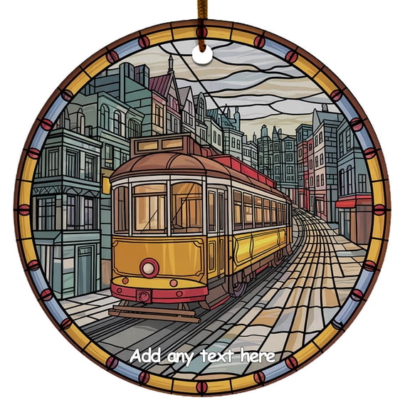 City Tram on Hill Ornament  Personalized Ornament for Travel Lovers, Families, Friends or Couples, Christmas 2025 Keepsake