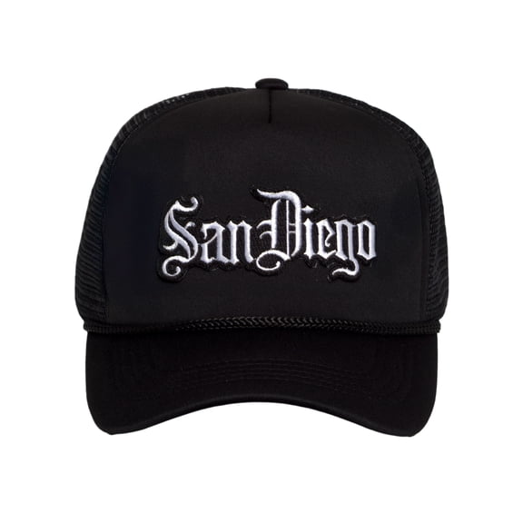 City Trucker Hat – Old English Snapback Vintage Streetwear Cap Hat for Men & Women, San Diego