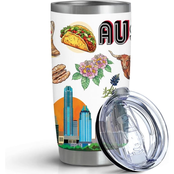 City Tumbler for City Lover,20oz Double Wall Vacuum Insulated Stainless Steel Coffee Cups (Austin)