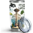 thumbnail image 1 of City Tumbler for City Lover,20oz Double Wall Vacuum Insulated Stainless Steel Coffee Cups (Seattle), 1 of 6