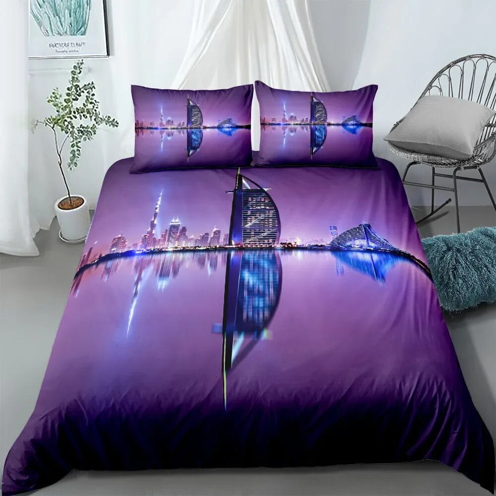 City View Duvet Cover Set Dubai City Night View Single Double King Size