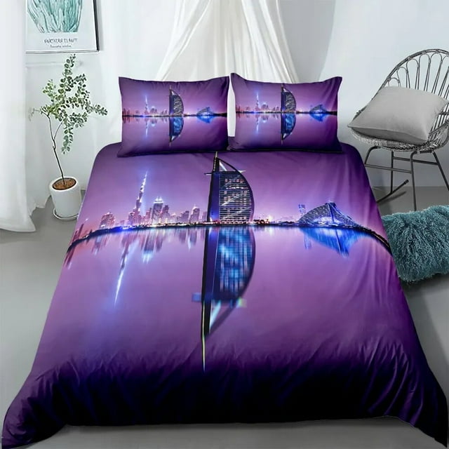 City View Duvet Cover Set Dubai City Night View Single Double King Size