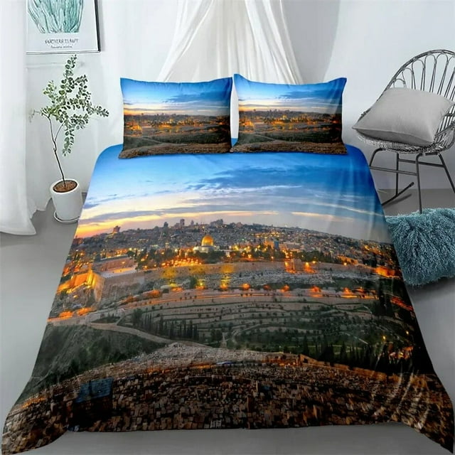 City View Duvet Cover Set Dubai City Night View Single Double King Size