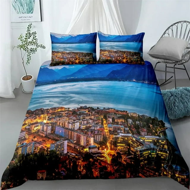 City View Duvet Cover Set Dubai City Night View Single Double King Size