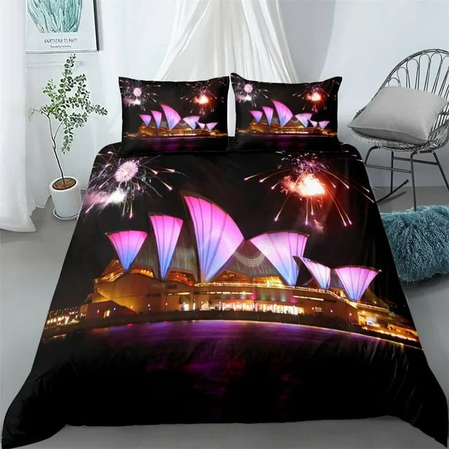 City View Duvet Cover Set Dubai City Night View Single Double King Size