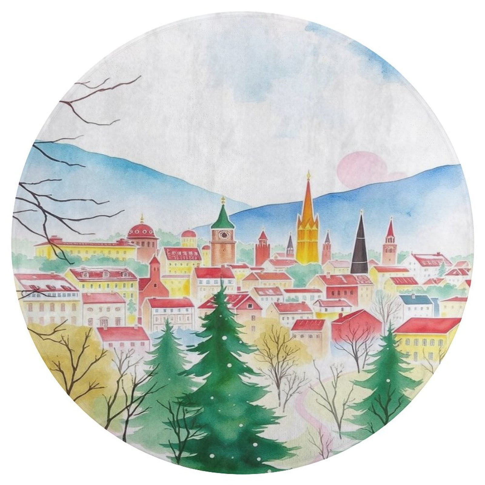 City Watercolor Scene Rugs for Bedroom Large Area Living Room ...