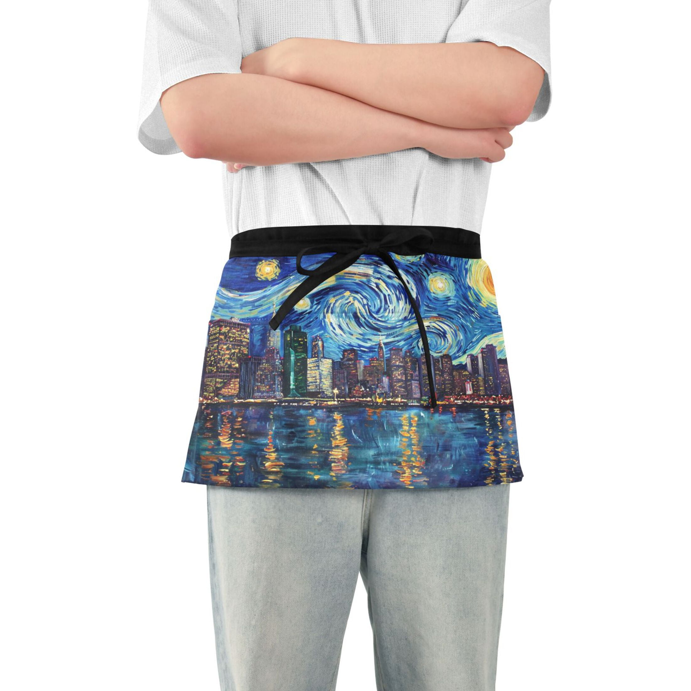 City and Starry Sky Server Apron with 3 Pockets Waterproof Waitress ...
