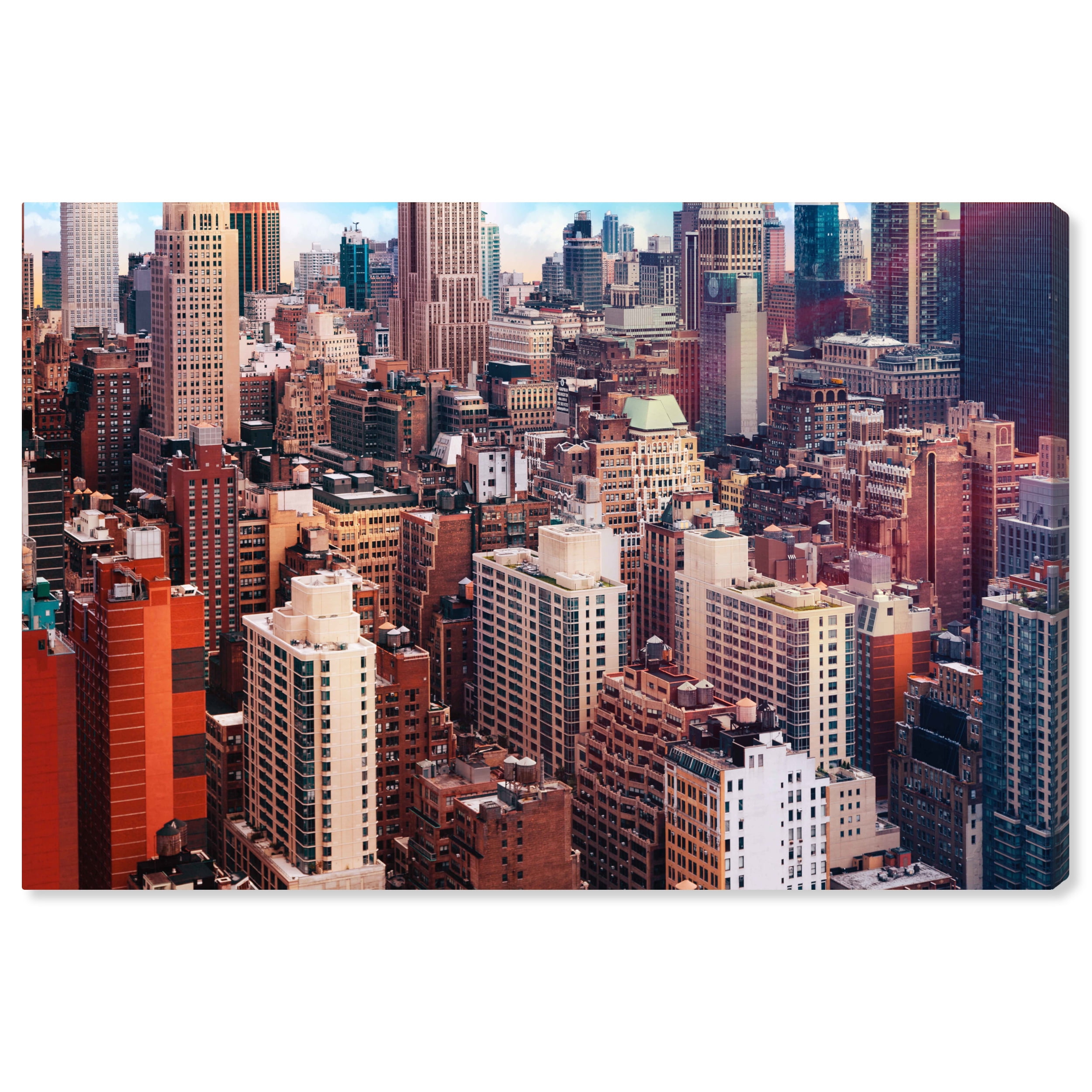City at Daylight Architecture and Buildings Wall Art Print Brown 30x20
