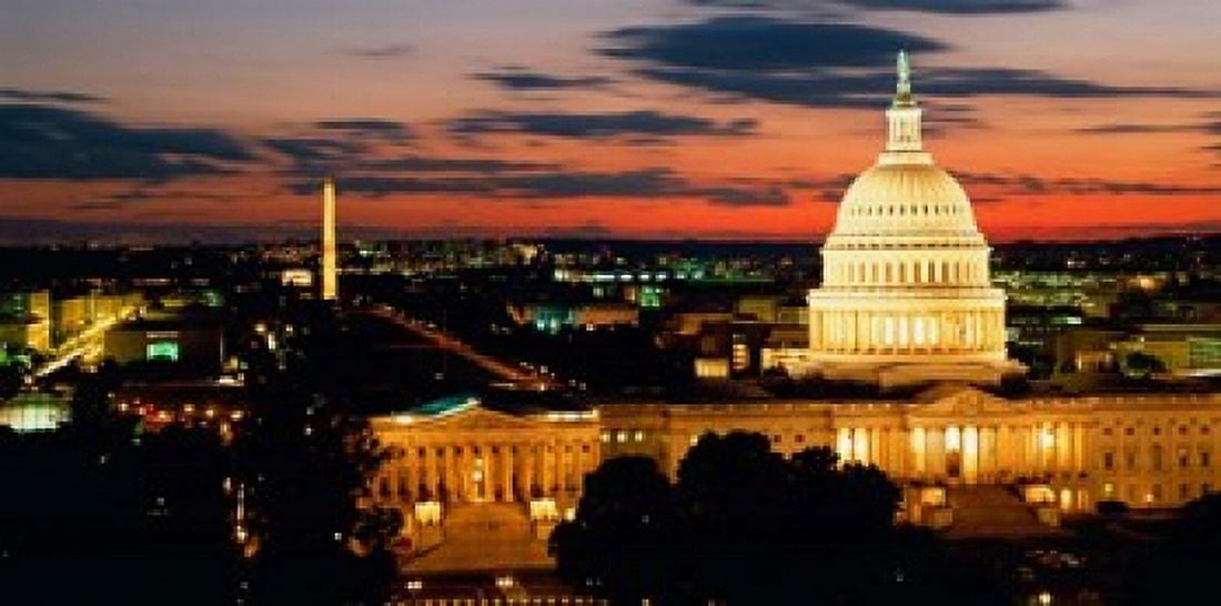 City at Dusk Washington DC Canvas Art - Panoramic Images (25 x 12)